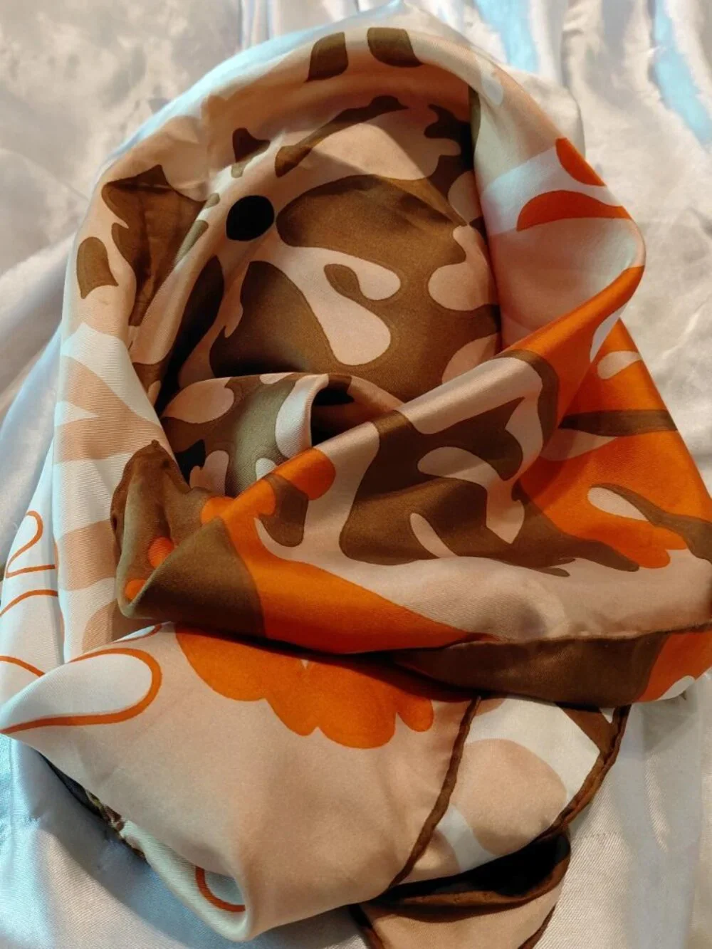 Vintage TRIANGLE Multicolor Hand-Painted Square Silk Scarf